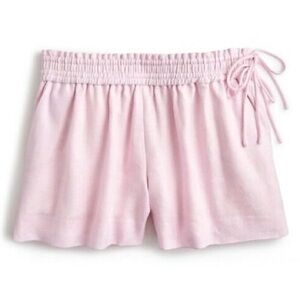 J. Crew Light Pink Linen Elastic Waist Side Tie Shorts Size M